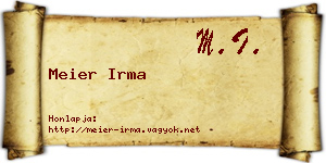 Meier Irma névjegykártya